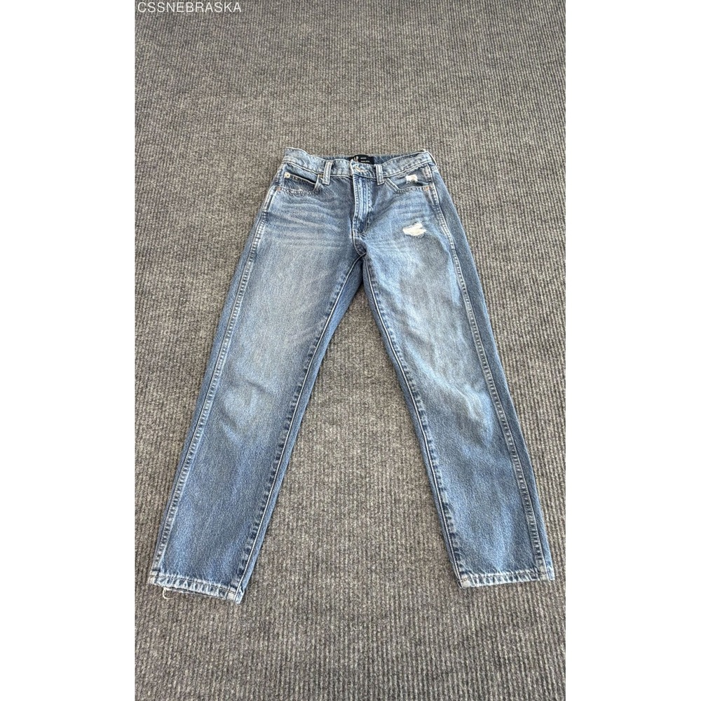 Gap Women's Blue High Rise Distressed Ripped Cotton Mom Jeans Sz 24 Short